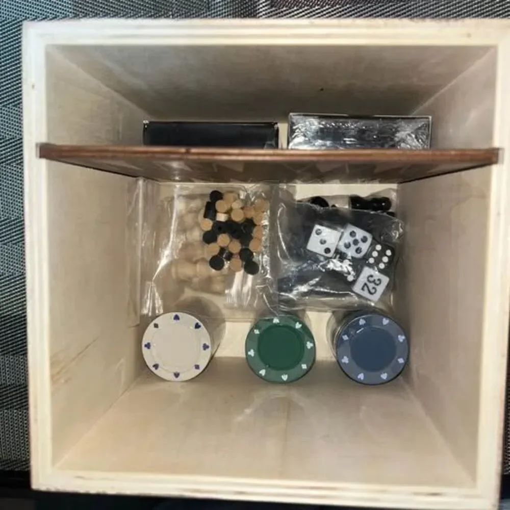 Studio Mercantile 5-in-1 Dice Box Game Wooden Chess Backgammon Cards Lot